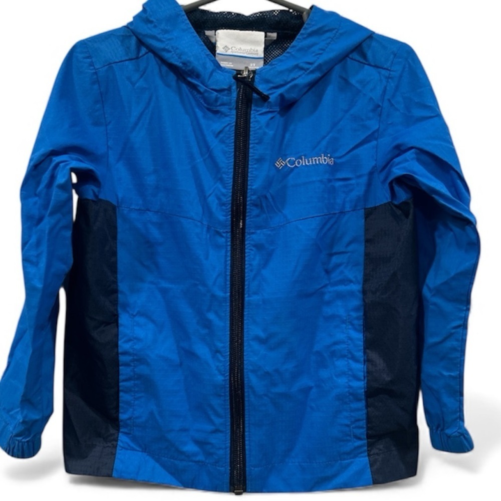 Columbia Vibrant Blue and Dark Hooded Jacket